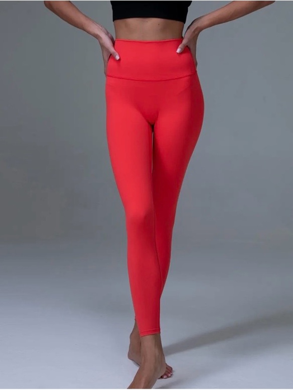 Sleek High-Rise Red Performance Leggings Yoga Activewear Soft Supportive